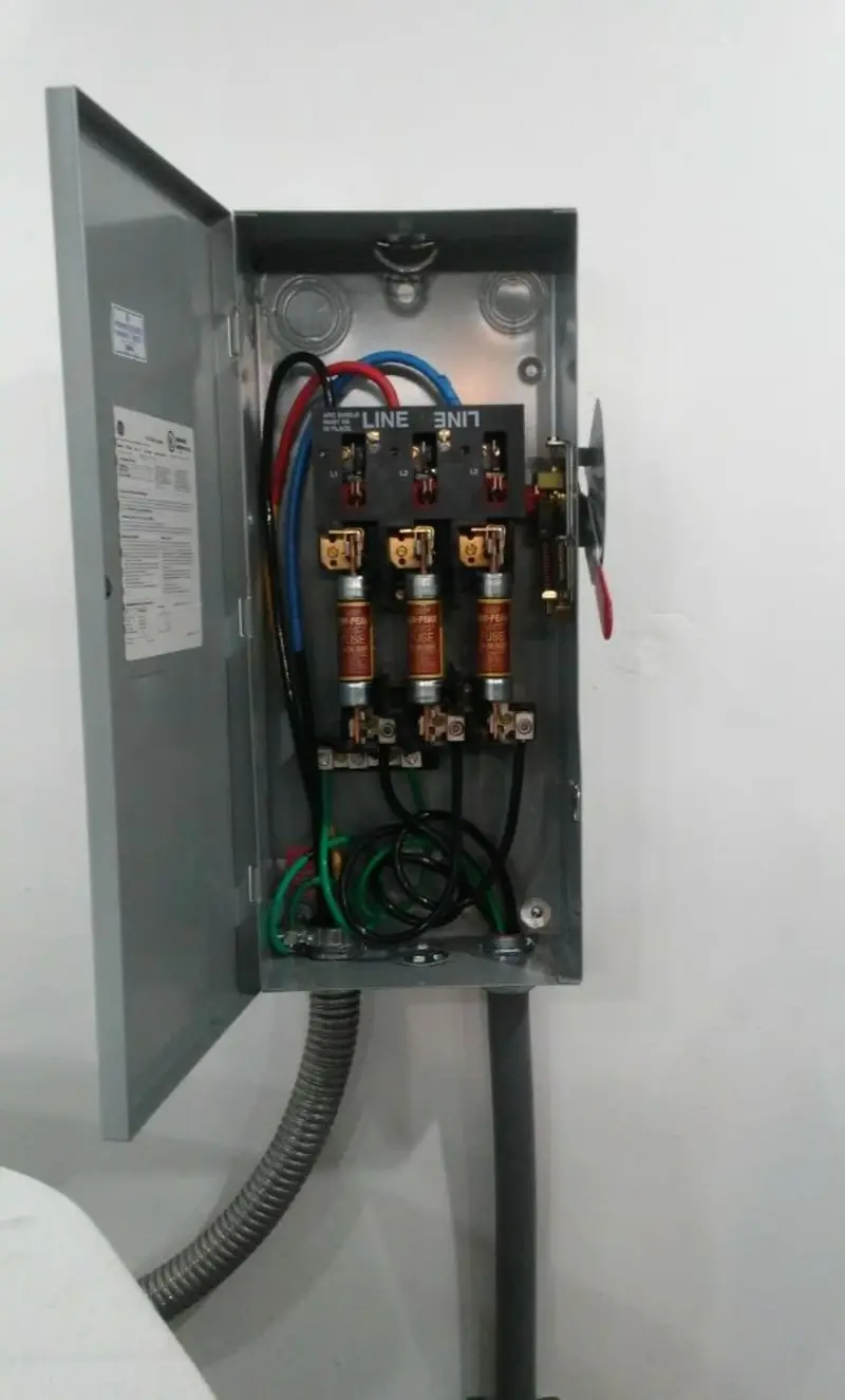 Three-phase disconnect switch installed for Smoke Detector Installation in Lake George